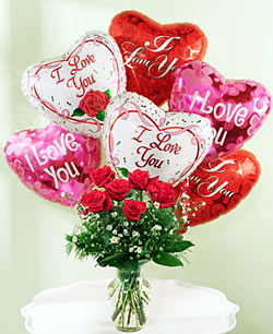 7 g�l 7 adet kalp balon demeti