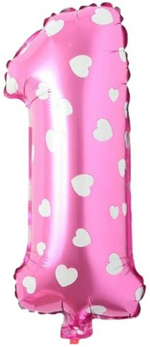 1 Rakam Balon Pembe