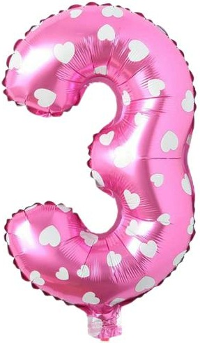 3 Rakam Balon Pembe