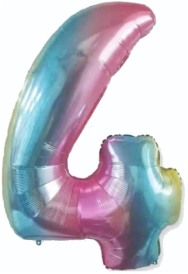 4 Rakam Balon Gökkuşağı