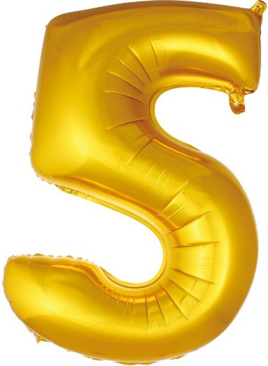 5 Rakam Balon 34 inç Gold