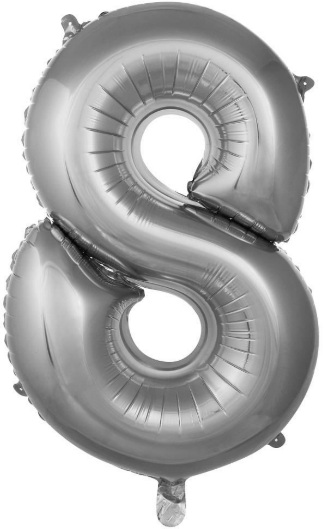8 Rakam Balon Gümüş