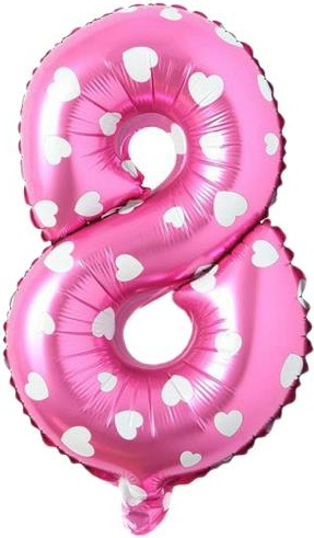 8 Rakam Balon Pembe