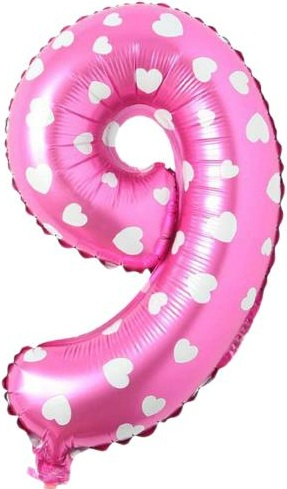 9 Rakam Balon Pembe