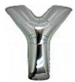 y harfi gumus gri folya balon 14 inc 38 cm